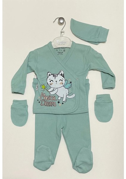 Yenidoğan Bebek 0/3 Ay Kız/erkek Bebek Takım 5'li Zıbın Takım Renk/mint/yeşil