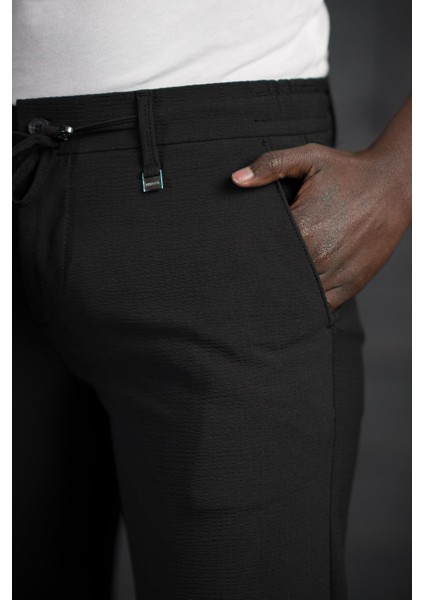 Slimfit Beli Lastikli ve Iplikli Likralı Gofre Kumaş Jogger Pantolon indirimleri