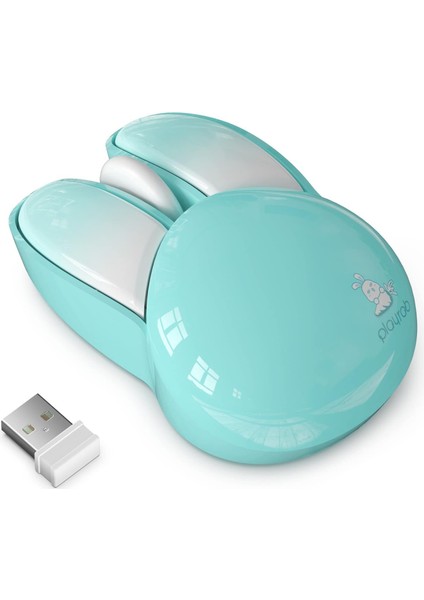 Mofii Wireless Mouse Renkli Tavşan Tasarım Kablosuz Sessiz Bilgisayar Notebook Laptop Için Fare USB Nano Receiver Mouse Tak Çalıştır 9.2cm x 6cm (Turkuaz)