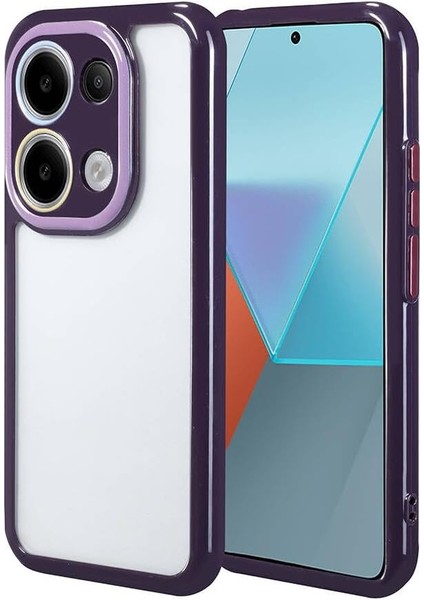 Xiaomi Redmi Note 13 Pro 4g Uyumlu Kamera Korumalı Renkli Kenar ve Çerçeve Tasarımlı Silikon Kılıf (Mor)