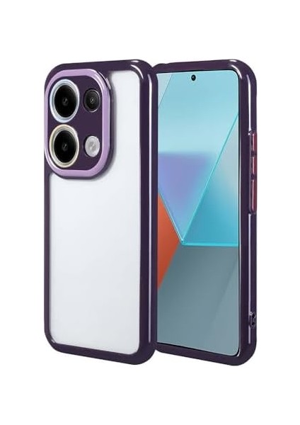 Xiaomi Redmi Note 13 Pro 4g Uyumlu Kamera Korumalı Renkli Kenar ve Çerçeve Tasarımlı Silikon Kılıf (Mor)