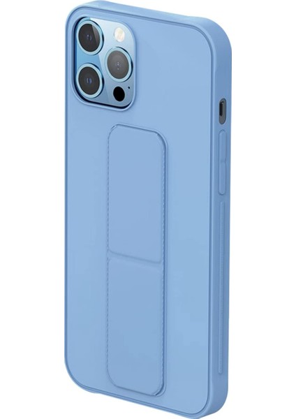 Apple iPhone 13 Pro Uyumlu Ultra Güçlü Manyetik Yatay/dikey Standlı Silikon Kılıf (Sierra Blue)