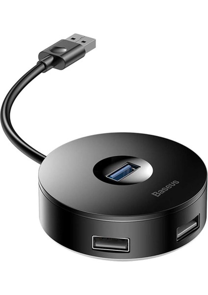 Round Box 3 In 1, Çok Fonksiyonlu Bilgisayar/telefon Hub Adaptörü, Siyah, Kablo Uzunluğu: 12 Cm, Bağlantı Sayısı: 3, Bağlantı: USB Type A 3.0'dan - USB Type A 3.0 & USB Type A 2.0,seyahat Boy