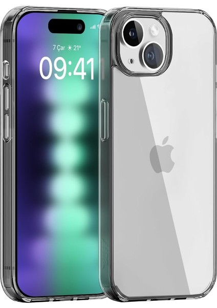 Labs Apple iPhone 15 Plus (6.7") Air Hybrid Darbe Emici Tpu + Pc Şeffaf Kılıf (Smoke Black)