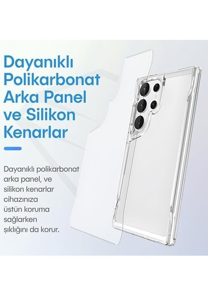 Samsung Galaxy S24 Ultra Için Crystal Armor Serisi Şok Emici Yumuşak Silikon Kenar Arkası Sert Polikarbonat Darbeye Dayanıklı Şeffaf Kılıf