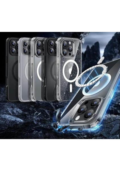 Trend Apple iPhone 16 Pro Max Için Magsafe Uyumlu Şık Şeffaf Kılıf - Kablosuz Şarjlara Uyumlu Full Koruma Sağlayan