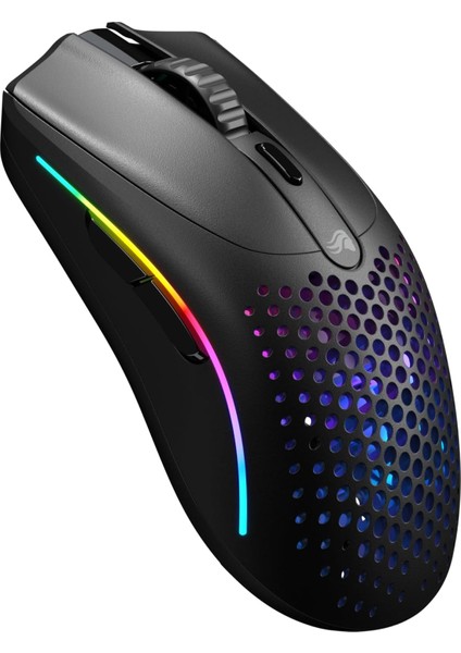 Model O 2 Mini Kablosuz Siyah Oyuncu Faresi: 57 Gram, 210 Saate Kadar Pil Ömrü, Çifte Kablosuz 2.4 Ghz ve Bluetooth 5.2, 26K Optik Sensör, 80 Milyon Tıklama, 6 Programlanabilir Düğme,