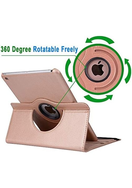 Apple iPad 10.2'' 9. Nesil (A2602-A2604-A2603-A2605) Için Kılıf 360 Rotating Stand Deri Pembe [Apple iPad 9.nesil 10.2 ile Uyumlu Kılıf - Pembe]