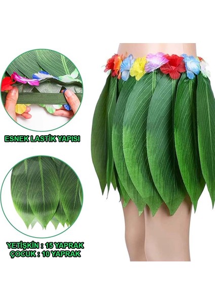 Tropikal Esintili Hawaii Yapraklı Parti Eteği Yetişkin Boy