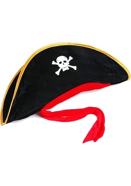Yetişkin Boy Kadife Jack Sparrow Denizci Kaptan Jack Korsan Şapkası 50 x 20 cm