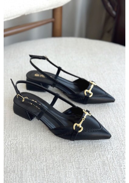 Kadın Goches Kısa Topuklu Ayakkabı - Siyah-Deri modelleri