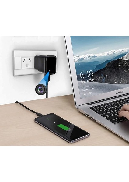 Kingline 1080P Şarj Adaptörü Görünümlü Wifi Bakıcı Kamerası