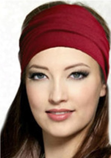 Paraşüt Bandana Sade Düz Renk Pamuklu Kumaş Lastikli Bordo