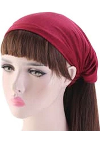 Paraşüt Bandana Sade Düz Renk Pamuklu Kumaş Lastikli Bordo modelleri