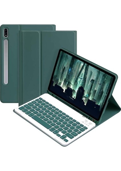 Samsung Galaxy Tab S8 Kılıf Yatay Standlı Kalem Bölmeli Bluetooth Özellikli Türkçe Q Klavyeli Kılıf (SM-X700)