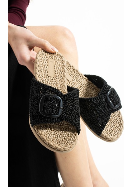 Royal Tokalı Hasır Kadın Terlik Dış Mekan ve Ev Terliği modelleri