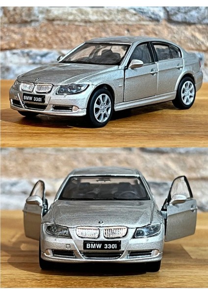 Bmw 330İ 11.5 1/36 Ölçek Diecast Metal Model Çek Bırak Araba Gri modelleri