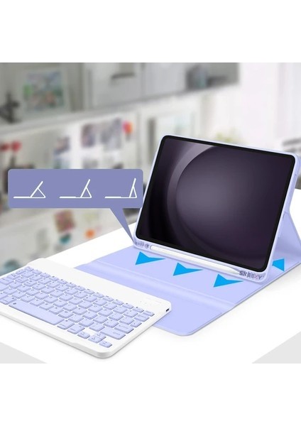 Samsung Galaxy Tab S8 Kılıf Yatay Standlı Kalem Bölmeli Bluetooth Özellikli Türkçe Q Klavyeli Kılıf (SM-X700) modelleri