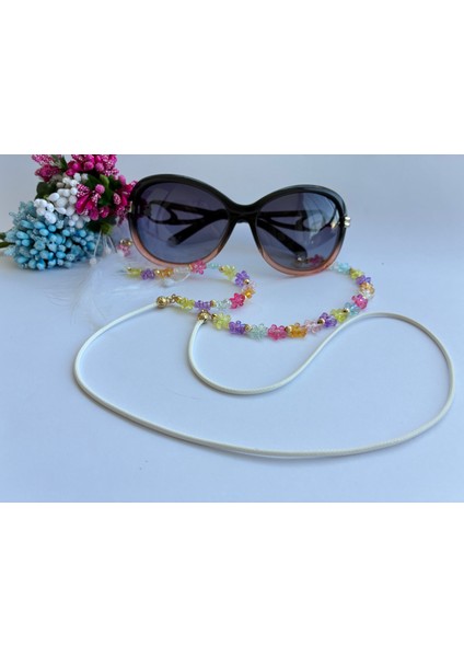 Renkli Çiçek Boncuklu ve Deri Ipli Gözluk Aksesuarı indirimleri