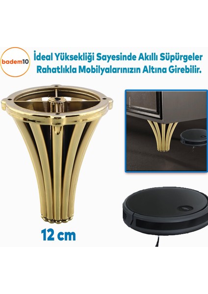 (4 Adet) Istanbul 12 cm Gold Altın Mobilya Kanepe Koltuk Tv Ünitesi Konsol Ayağı Ayak Ayakları fırsatları
