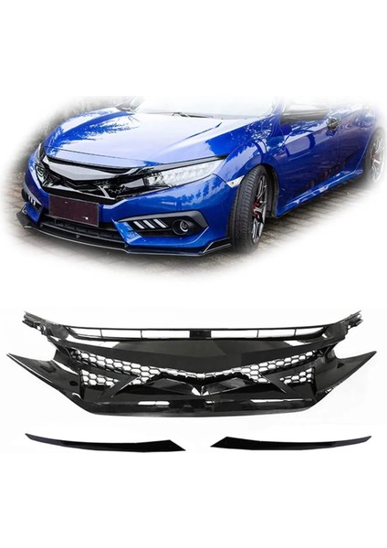 Honda Civic 2016-2019 Fc5 Makyajsız Batman Parlak Siyah Ön Panjur