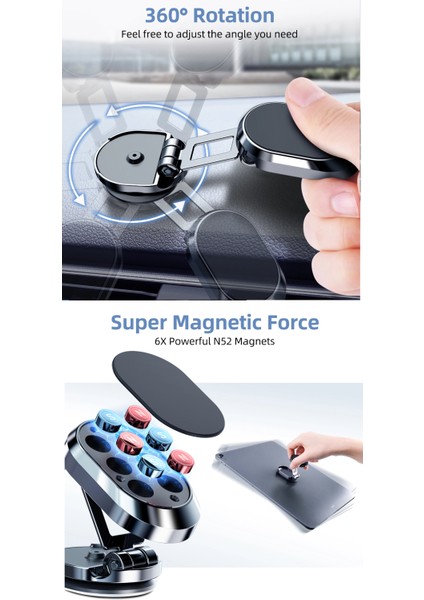 H10 Araç Içi Oto Telefon Tutucu Torpidoya Cama Yapışan Manyetik Mıknatıslı 360° Dönebilen Katlanan fırsatları