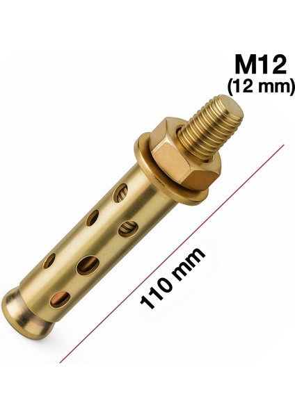 Gömlekli Çelik Dübel 12X110 mm (10 Adet)