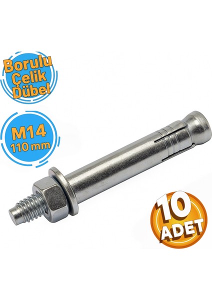 Borulu Çelik Dübel 14X110 mm (10 Adet)