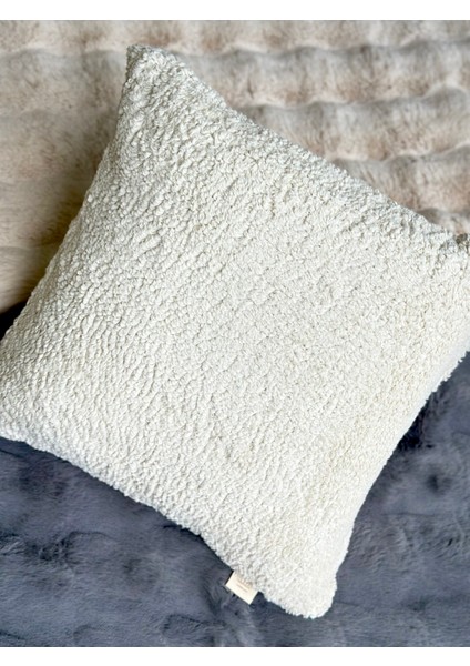 2'li Set Bohem Özel Tasarım Punch Panç Desen Ay Taşı Beji Dekoratif Kırlent Kılıfı Teddy Kırlent 45X45 cm