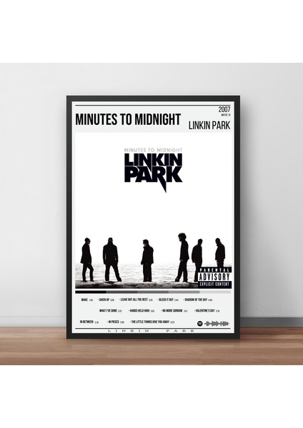 Linkin Park - Minutes To Midnight Albüm Spotify Çerçeveli Poster Tablo