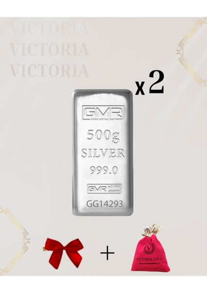 Sertifikalı 2 Adet 500 Gr Külçe Gümüş 999 Ayar