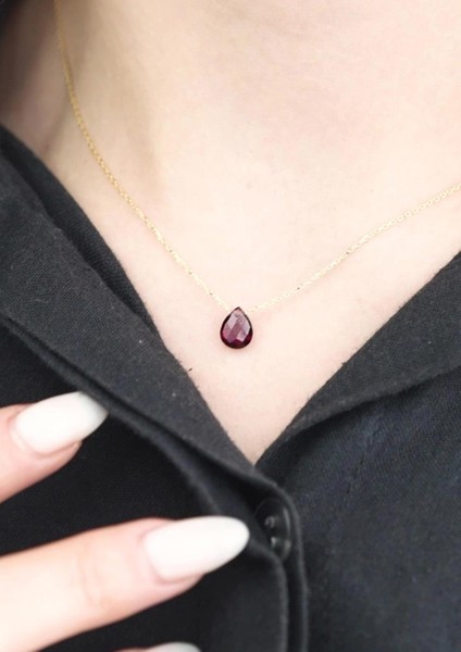 Rhodolite Damla Taşlı Kolye