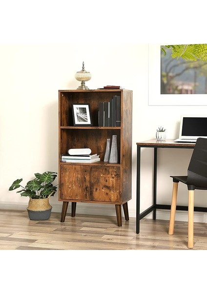 Kitaplık, 2 Raflı ve Dolap Kapılı, Oturma Odası Dolabı, Vintage Kahverengi LBC09BX modelleri