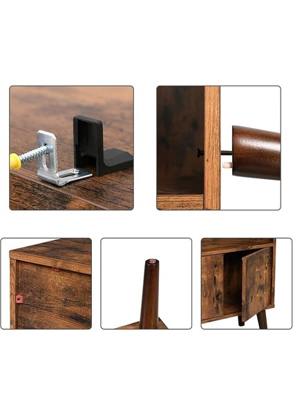 Kitaplık, 2 Raflı ve Dolap Kapılı, Oturma Odası Dolabı, Vintage Kahverengi LBC09BX indirimleri