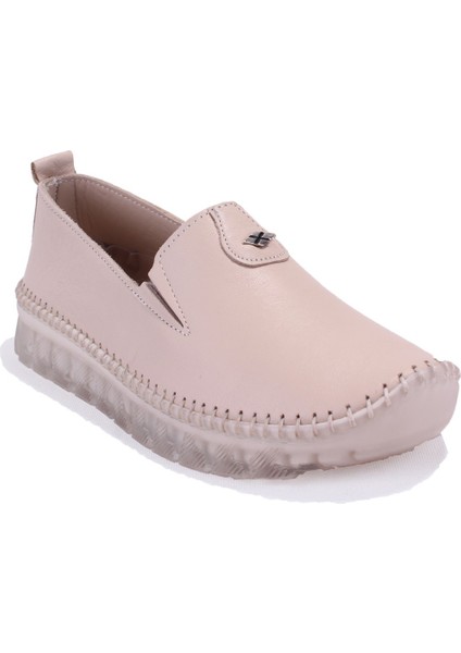 DZA07-63114 Bej Ortopedik Günlük Deri Kadın Ayakkabı