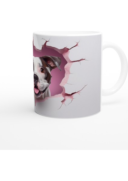 Duvarı Delip Bakan Boxer Köpek Temalı Baskılı Kupa Bardak