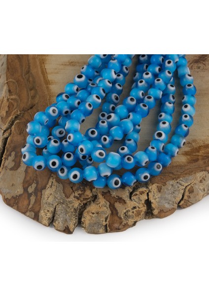 Mavi Yuvarlak Cam Nazar Boncuk 8 Mm