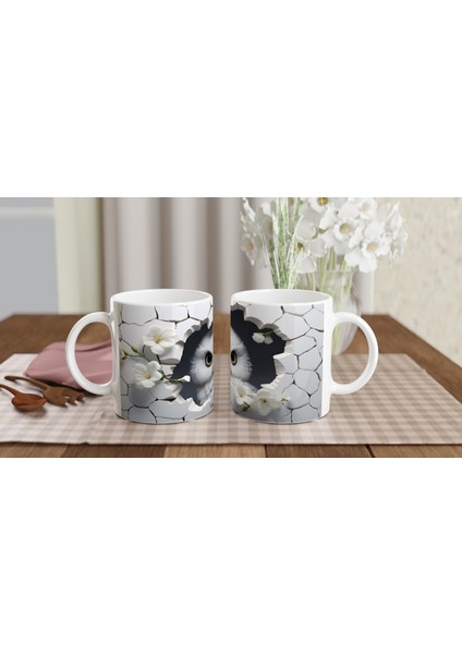 Kırık Seramikten Bakan Beyaz Baykuş Baskılı Kupa Bardak indirimleri