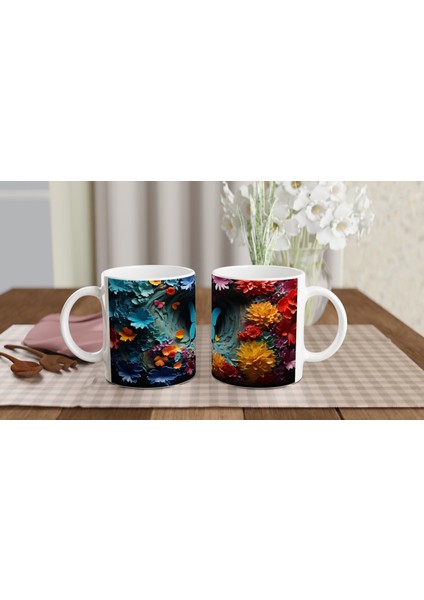 Çiçekler Bahçesinde Parlayan Mavi Kelebek Baskılı Kupa Bardak indirimleri