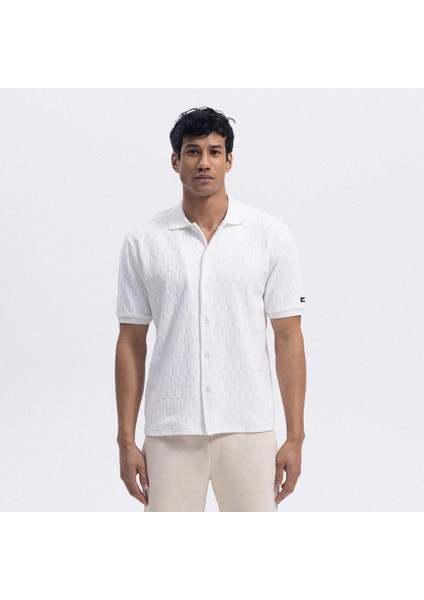 EM490-OF Polo Yaka Erkek Gömlek - Kırık Beyaz