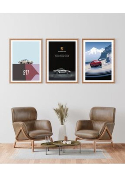 Afiş Porsche 3'lüözel Tasarım Poster Seti
