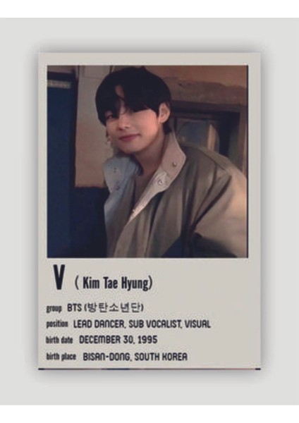 Bts V (Kim Taehyung) K-Pop Duvar Posteri - Duvar Dekoru - Kalın Kağıt - Çerçevesiz