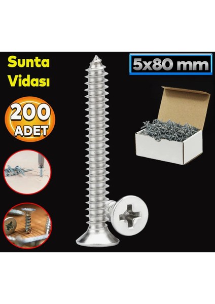 Sunta Vidası 5X80 mm (200 Adet)