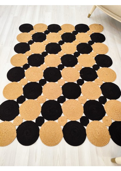 Jüt Hasır Görünümlü Desenli Modern El Örgüsü Dikdörtgen Halı Kilim fırsatları