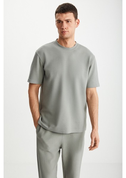 DRAVIK Erkek Yuvarlak Yaka Kısa Kol Regular Fit Yeşil T-Shirt