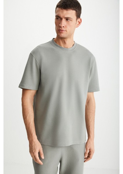 DRAVIK Erkek Yuvarlak Yaka Kısa Kol Regular Fit Yeşil T-Shirt