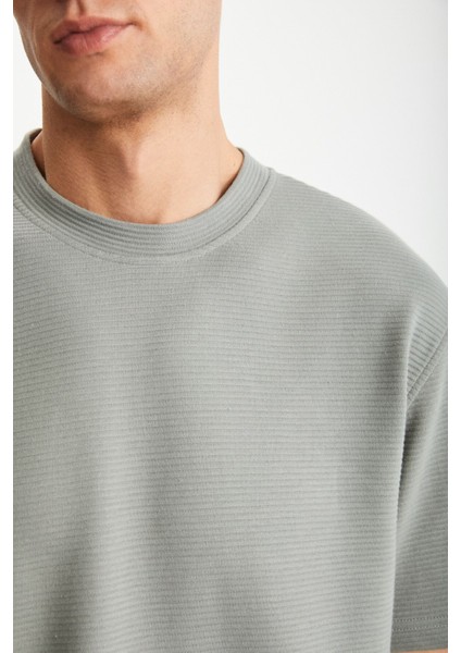 DRAVIK Erkek Yuvarlak Yaka Kısa Kol Regular Fit Yeşil T-Shirt