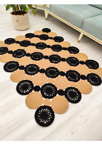 Jüt Hasır Görünümlü Desenli Modern El Örgüsü Dikdörtgen Halı Kilim modelleri