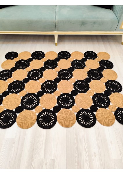 Jüt Hasır Görünümlü Desenli Modern El Örgüsü Dikdörtgen Halı Kilim fırsatları