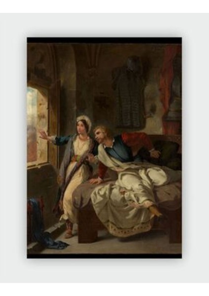 Afiş Eugenedelacroix Rebecca ve Yaralı Ivanhoe Vintage Art Duvar Posteri - Kalın Kağıt - Çerçevesiz